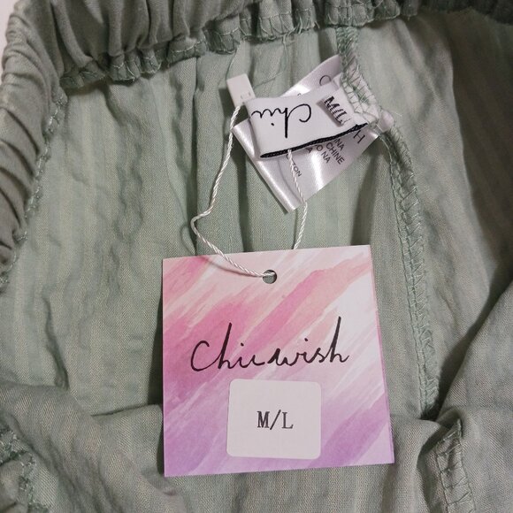 Chicwish Sunny Days Wide Leg Pants High Waist Casual Boho NWT Size M/L Green - Picture 7 of 14
